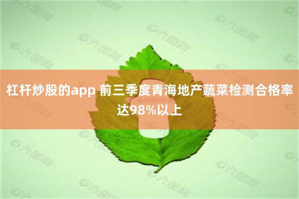 杠杆炒股的app 前三季度青海地产蔬菜检测合格率达98%以上