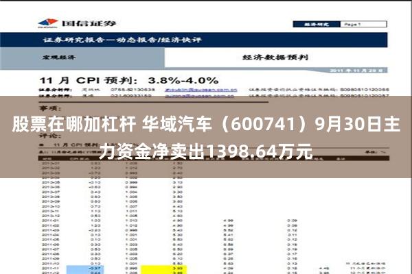 股票在哪加杠杆 华域汽车（600741）9月30日主力资金净卖出1398.64万元