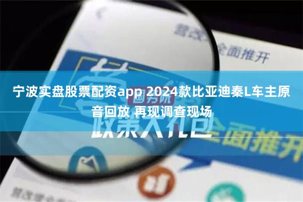 宁波实盘股票配资app 2024款比亚迪秦L车主原音回放 再现调查现场